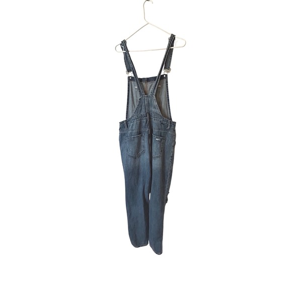 Risen Jeans Distressed Denim‎ Overalls Women's Size Medium Blue Relaxed Fit - Picture 2 of 7